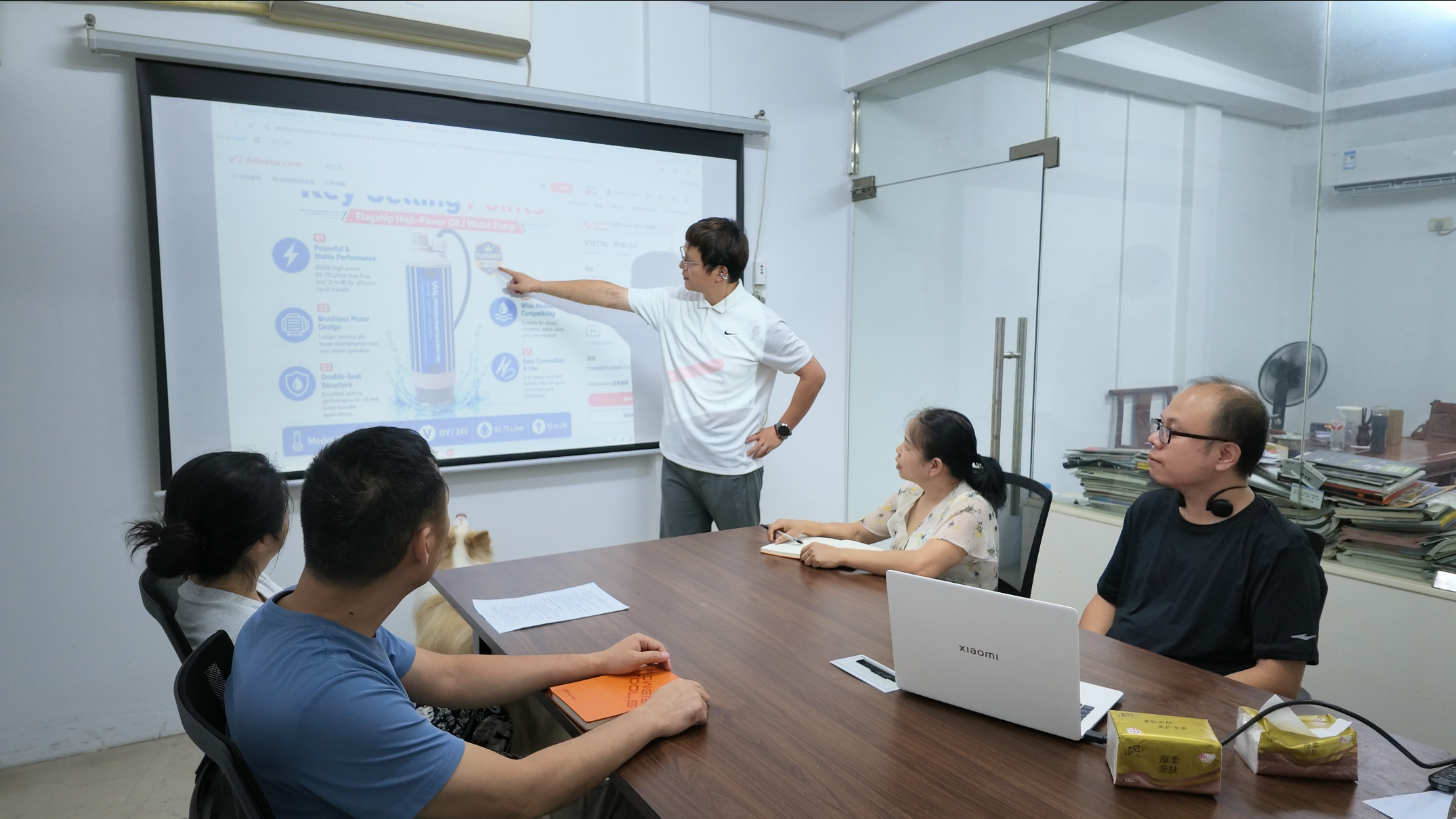 UVAL team reviewing product information and market presentation