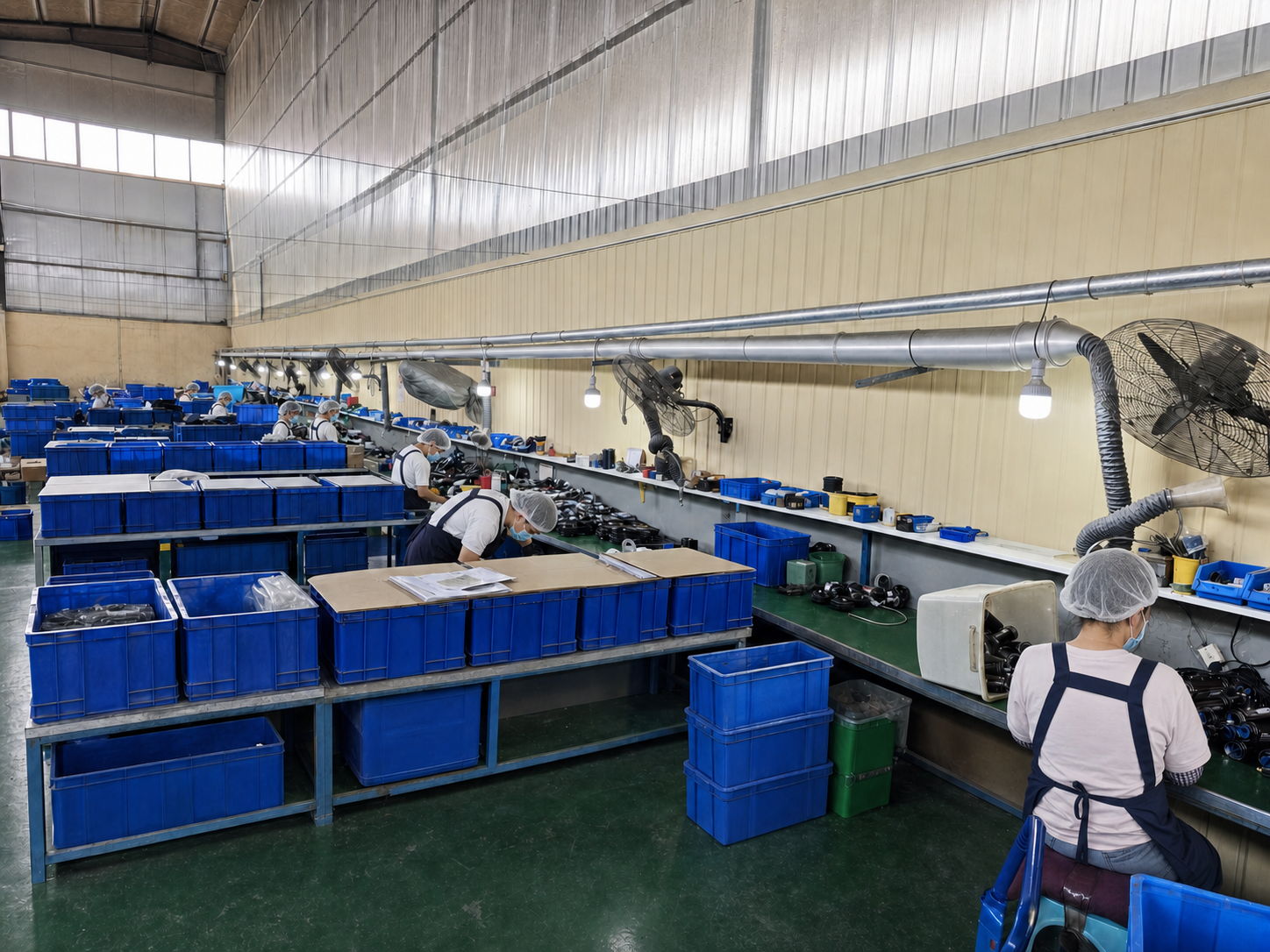 Production team at a cooperating pump factory