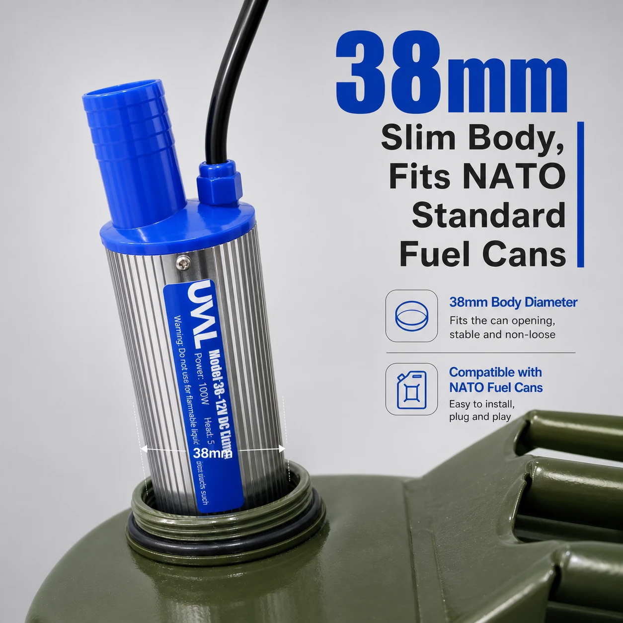 Model 38 body diameter and fuel-can compatibility