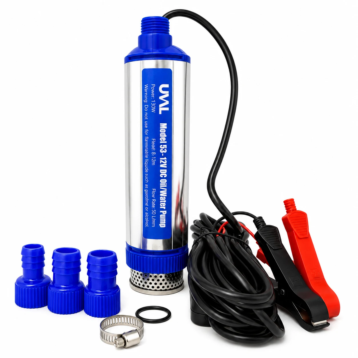 UVAL Model 53 high-flow DC submersible oil and water transfer pump