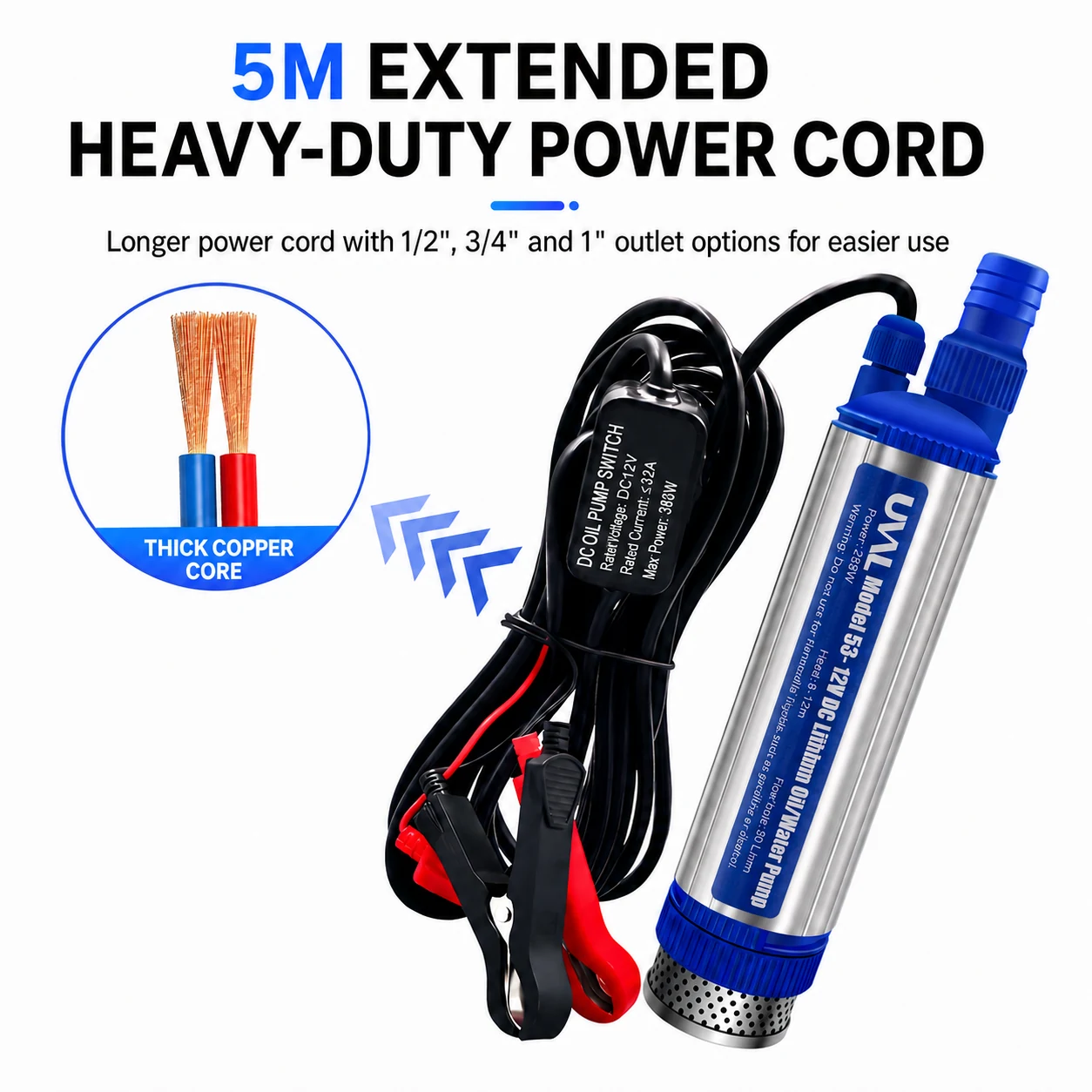 Model 53 Clip extended heavy-duty power cable
