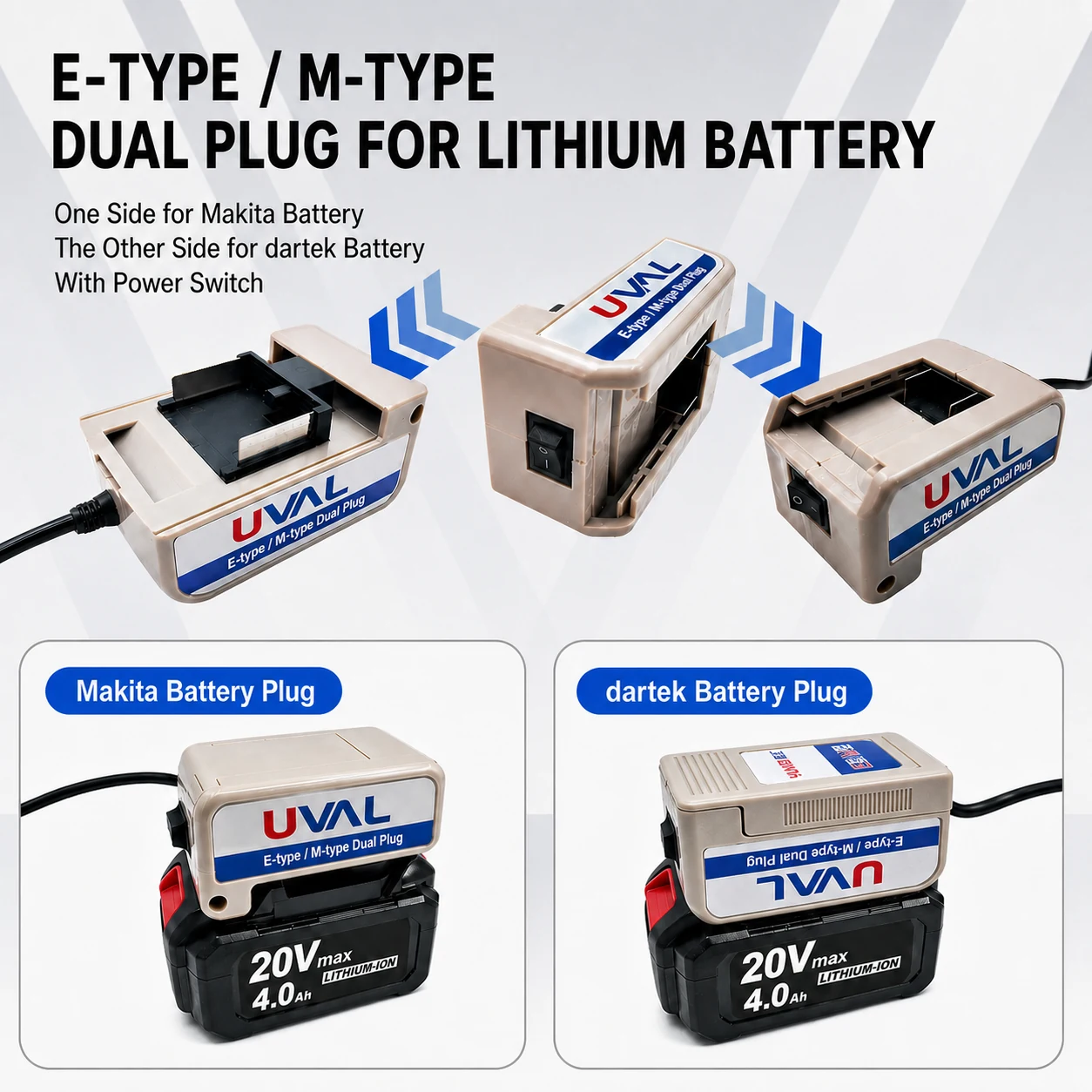 Model 53 Cordless Makita-style and Dartek-style battery interfaces